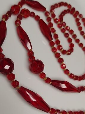 Vintage Red Glass  Dainty Style Long Neklace